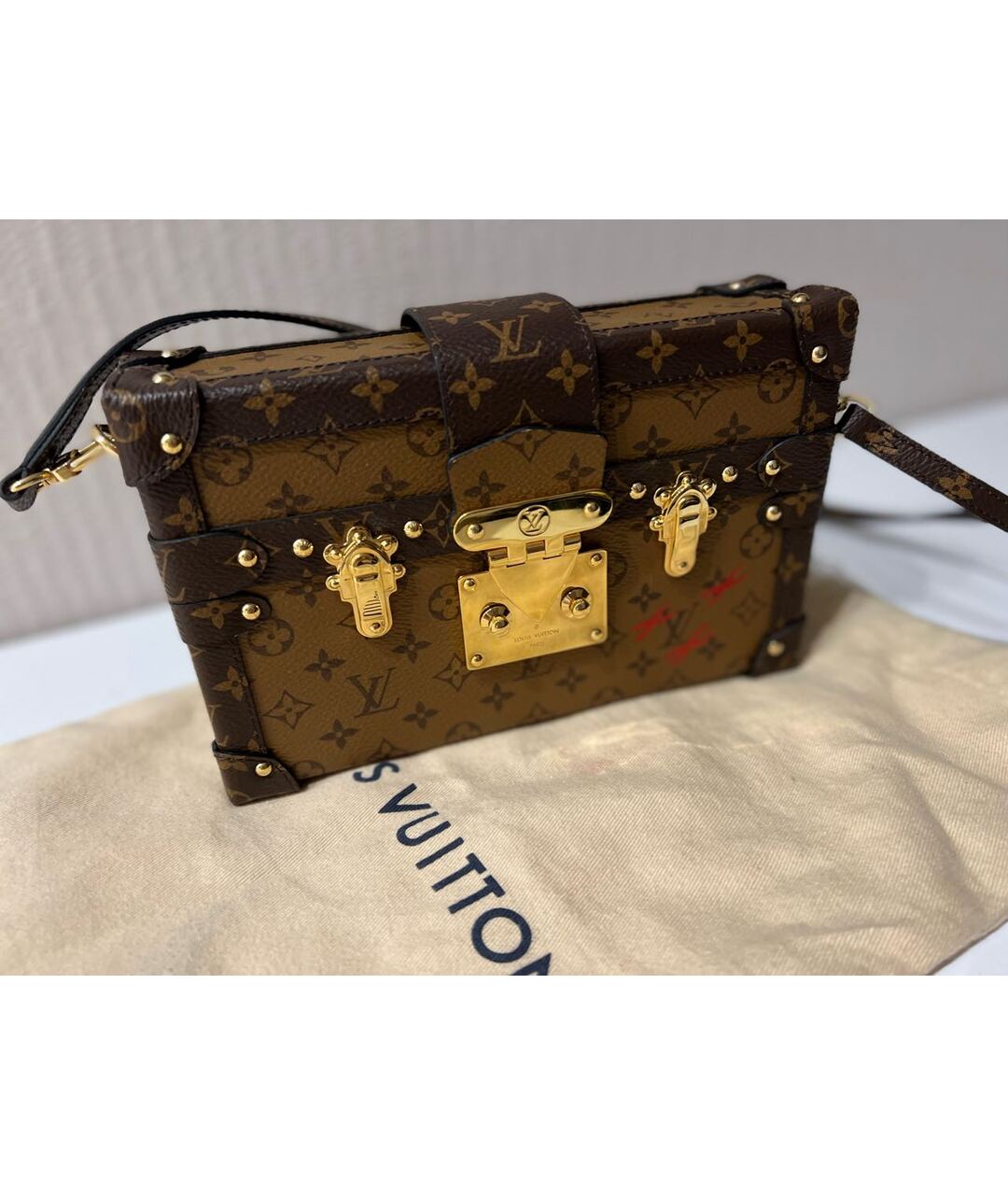 LOUIS VUITTON Коричневая кожаная сумка тоут, фото 3