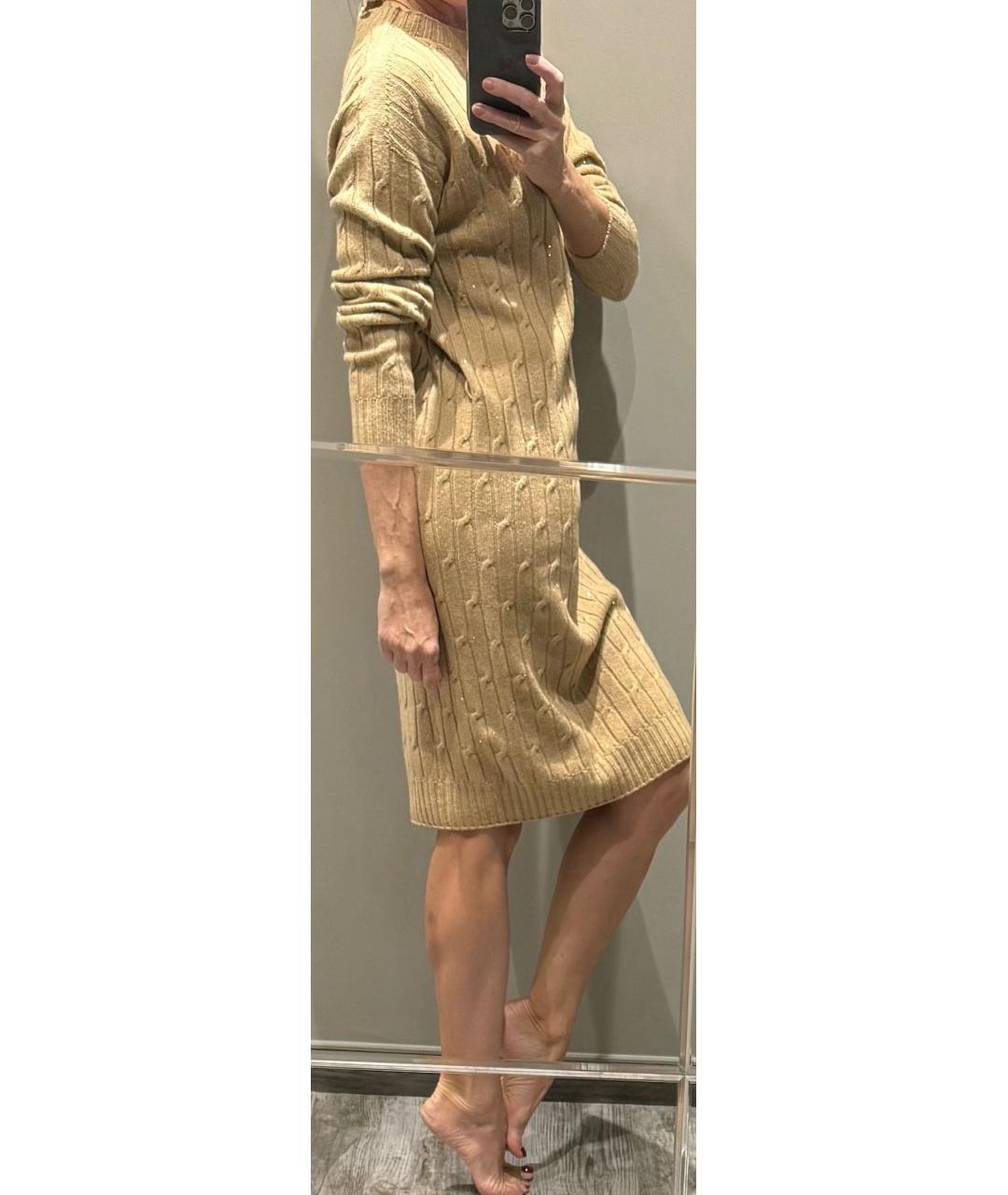 PESERICO Бежевое шерстяное повседневное платье, фото 4