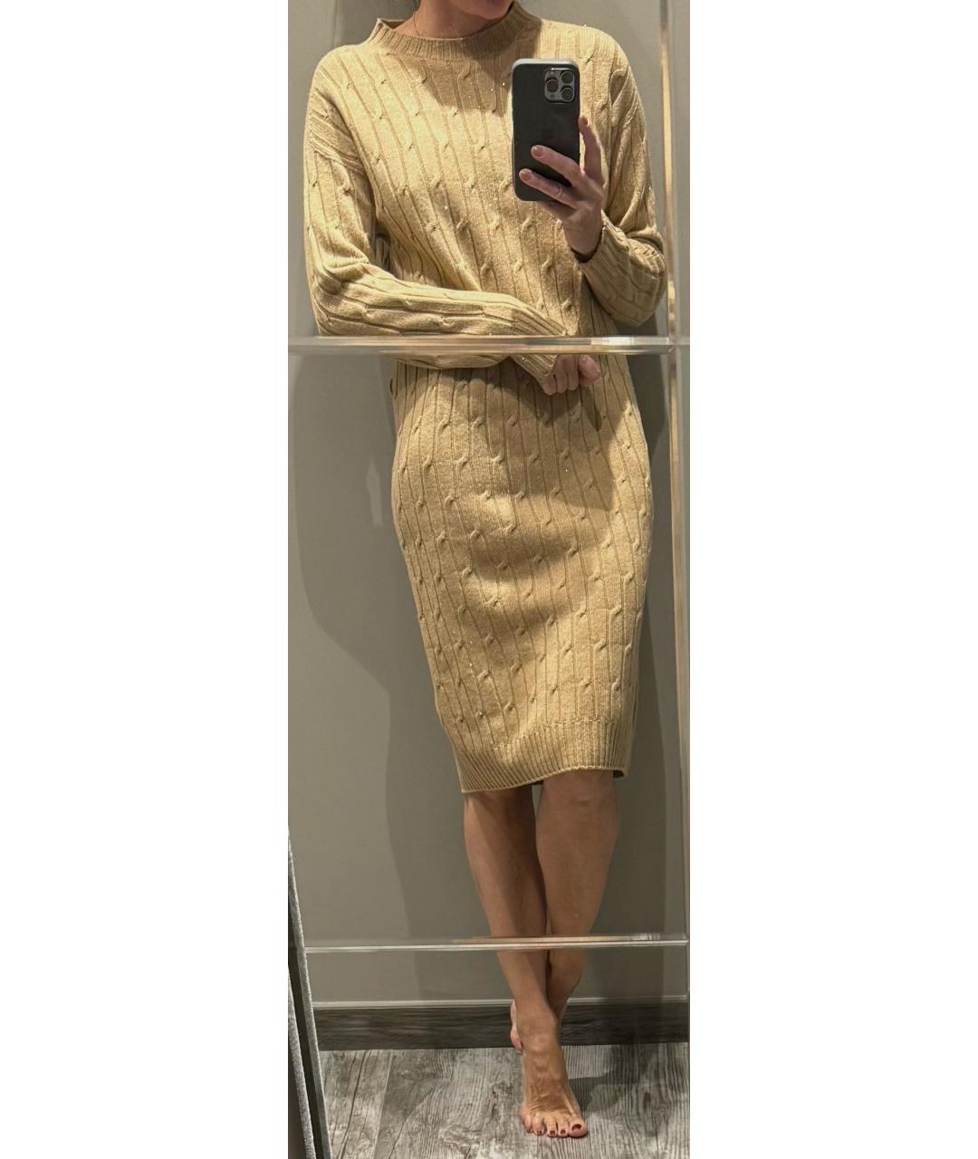 PESERICO Бежевое шерстяное повседневное платье, фото 5