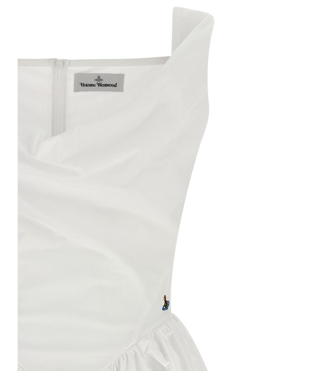 VIVIENNE WESTWOOD Белое хлопковое коктейльное платье, фото 3