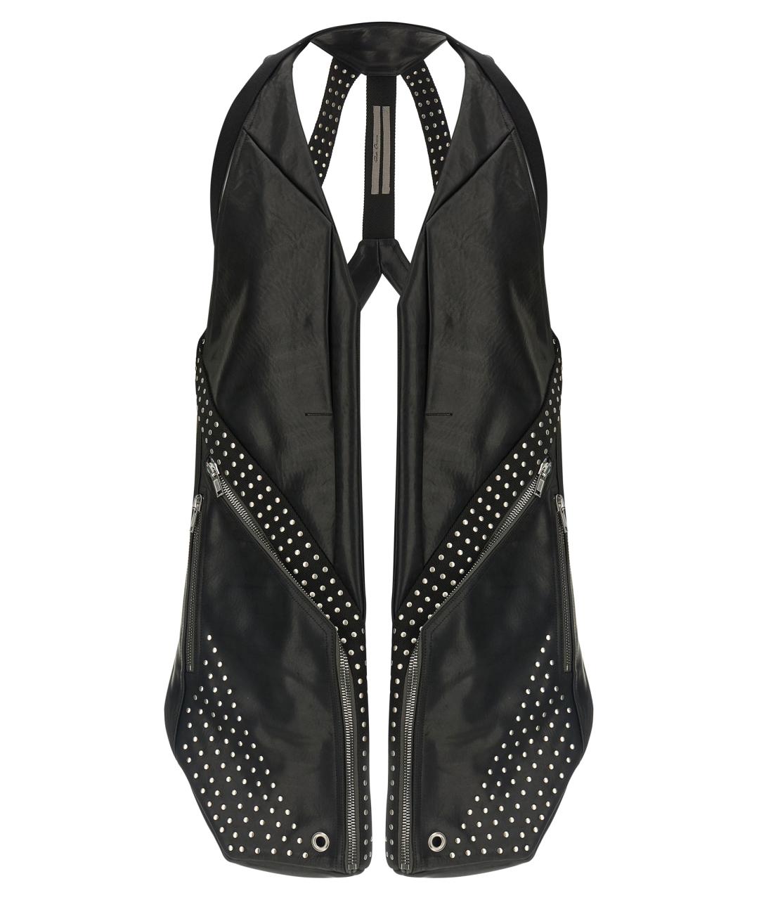RICK OWENS Черный кожаный жилет, фото 1