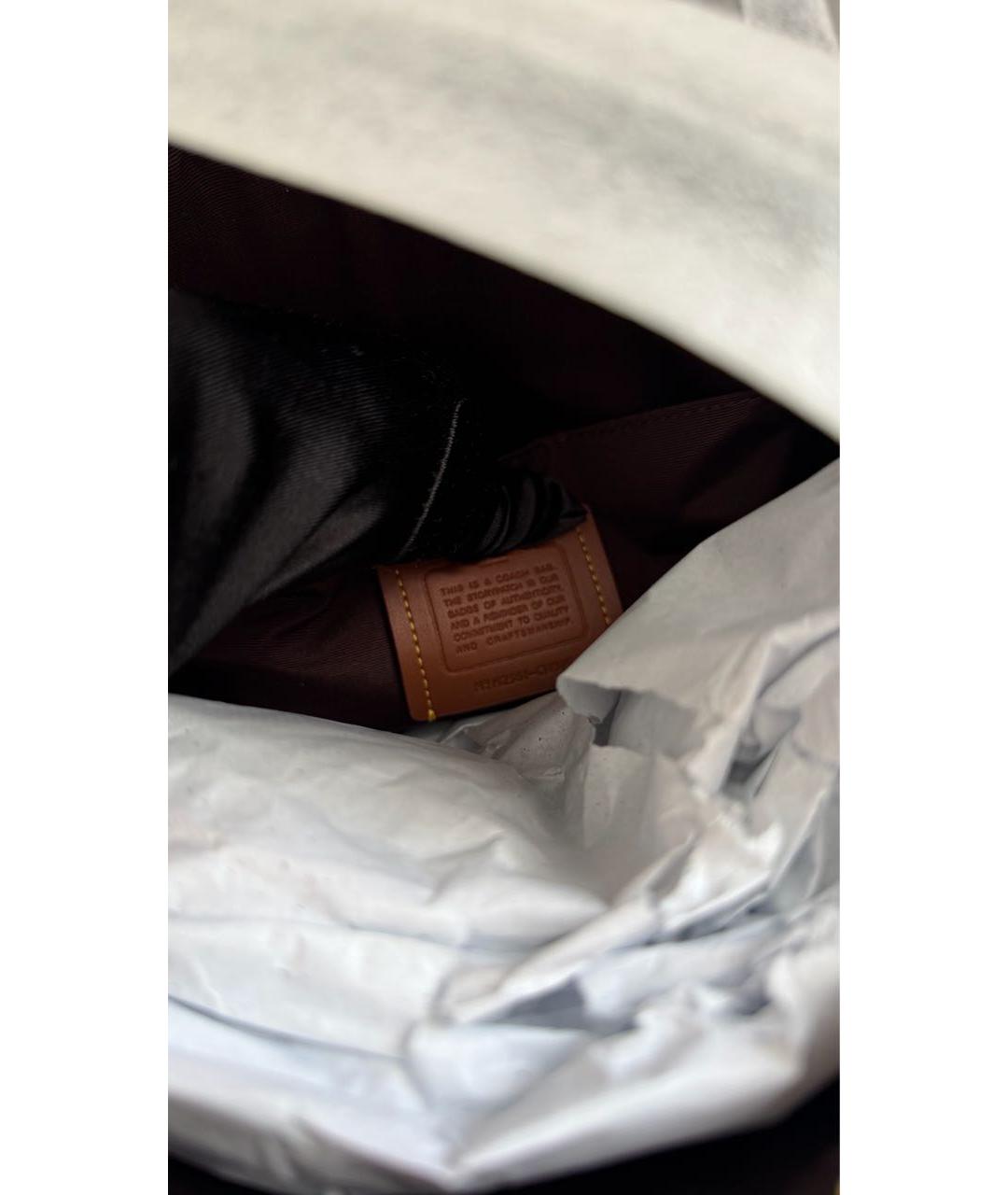 COACH Черная кожаная сумка тоут, фото 7