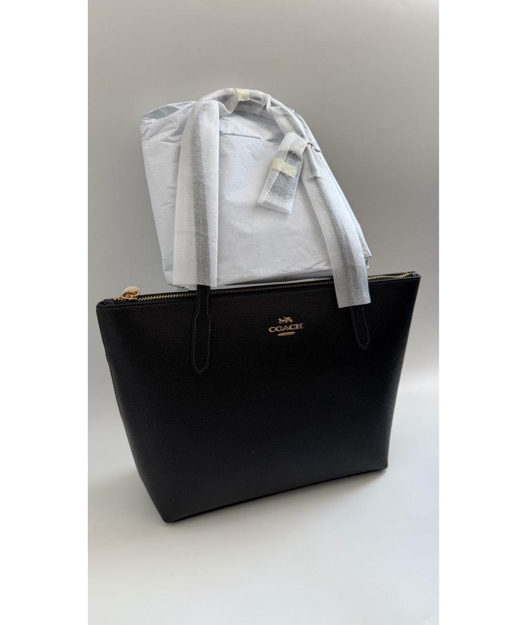 COACH Черная кожаная сумка тоут, фото 2