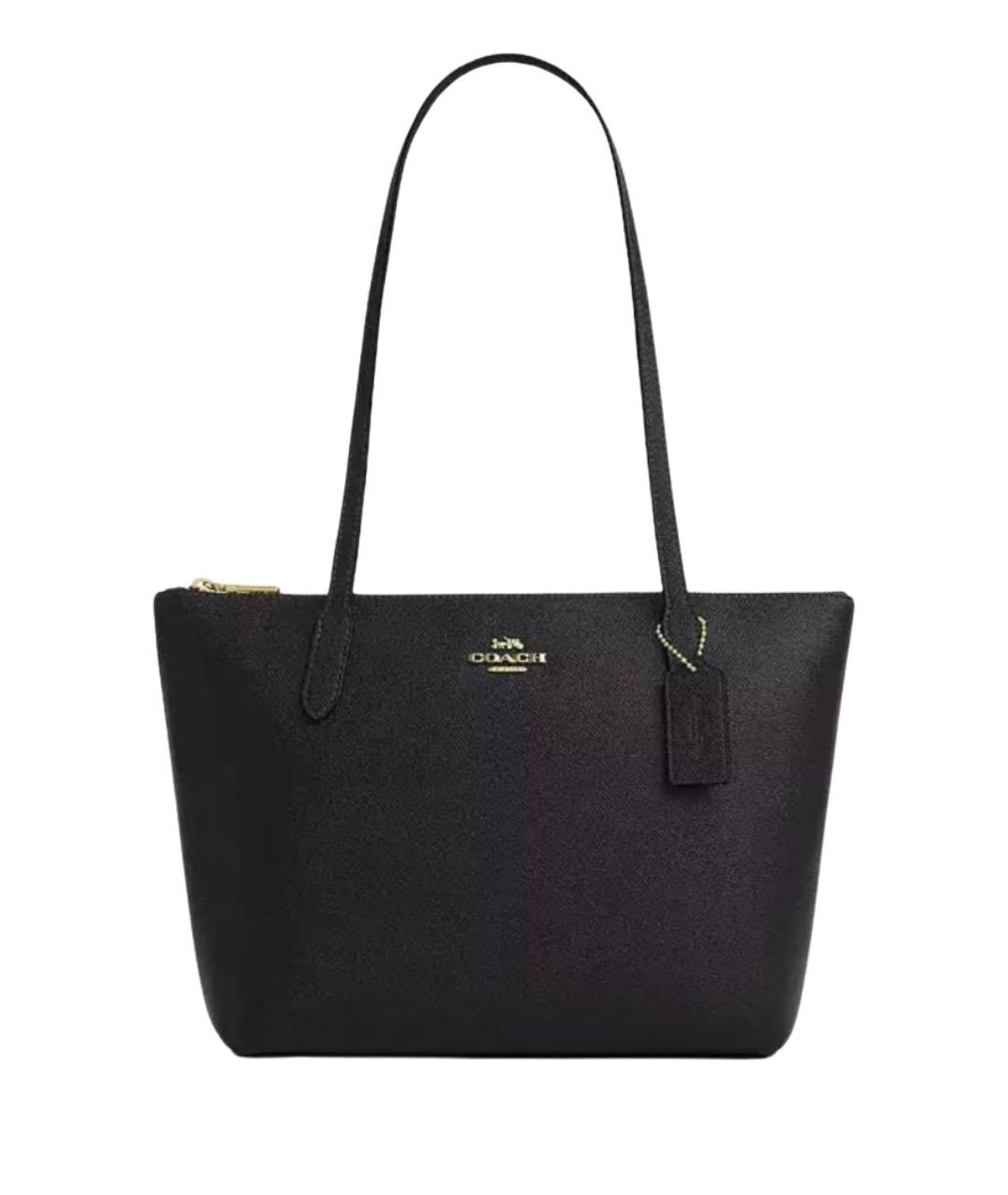 COACH Черная кожаная сумка тоут, фото 1