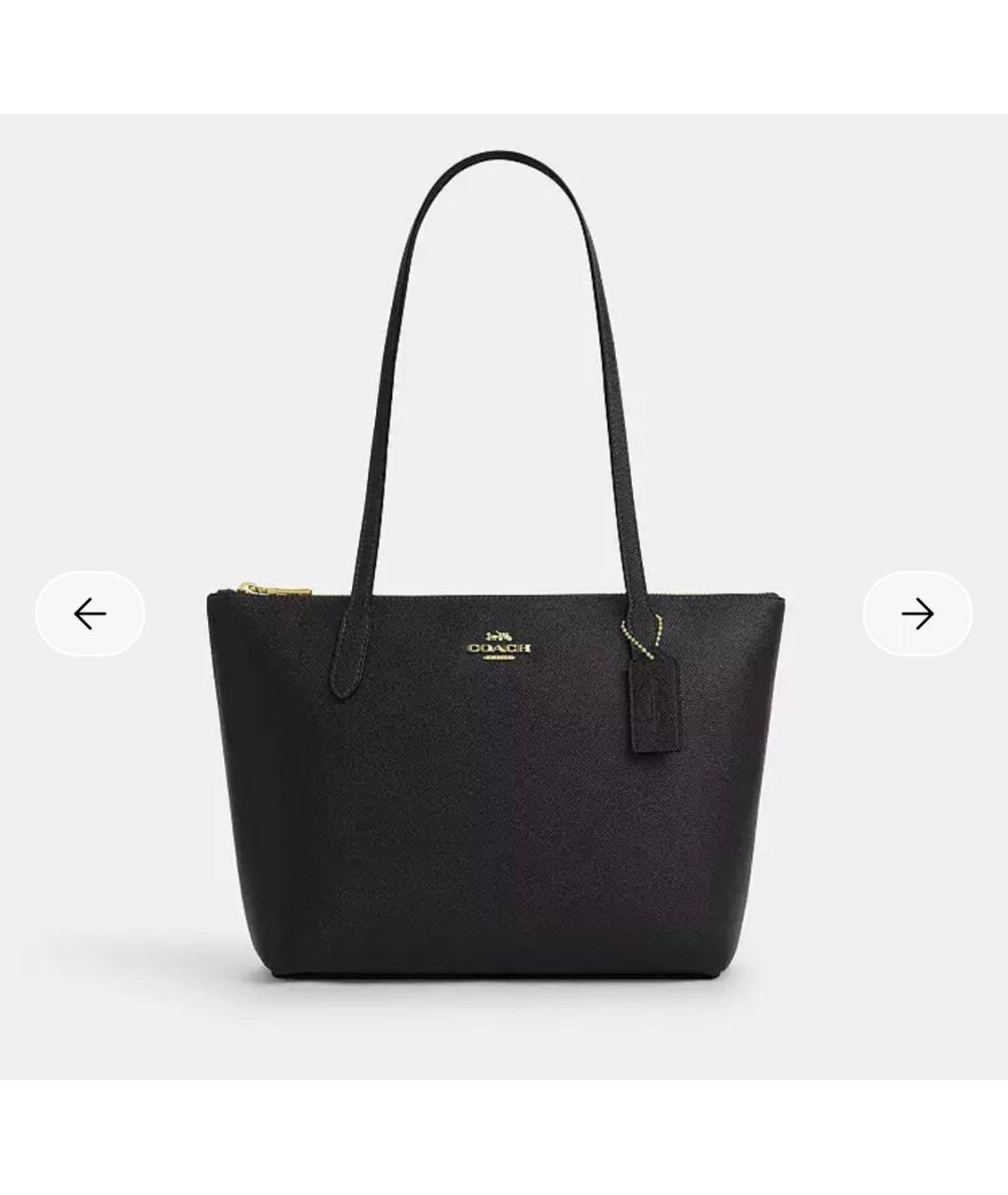 COACH Черная кожаная сумка тоут, фото 9
