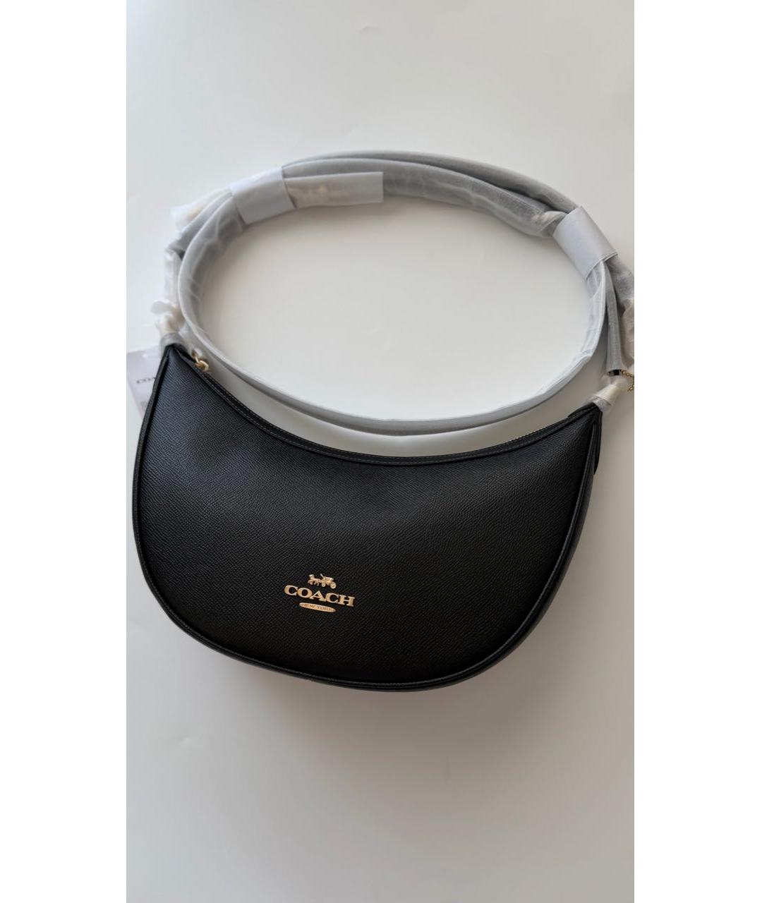 COACH Черная кожаная сумка через плечо, фото 2