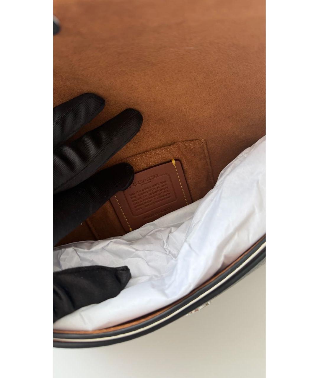 COACH Черная кожаная сумка через плечо, фото 7