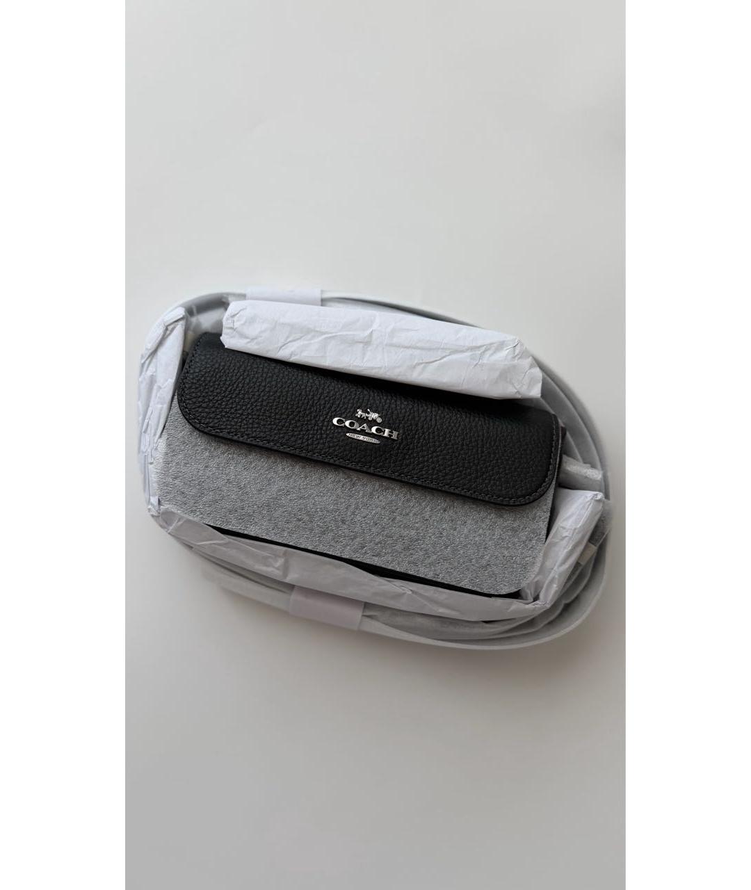 COACH Черная кожаная сумка через плечо, фото 2