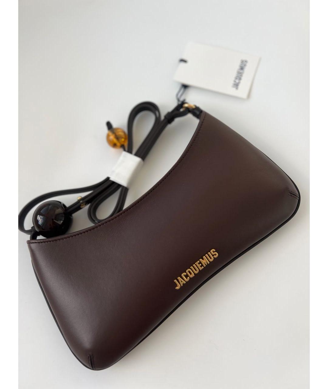 JACQUEMUS Коричневая кожаная сумка через плечо, фото 5