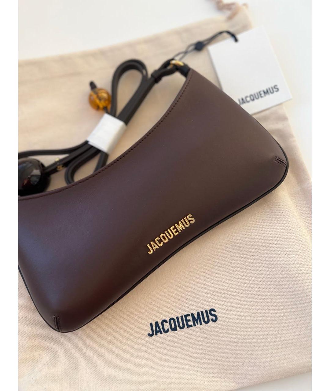 JACQUEMUS Коричневая кожаная сумка через плечо, фото 3