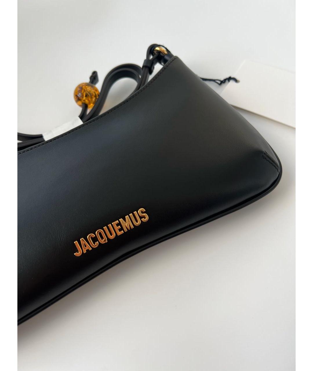 JACQUEMUS Черная кожаная сумка через плечо, фото 3