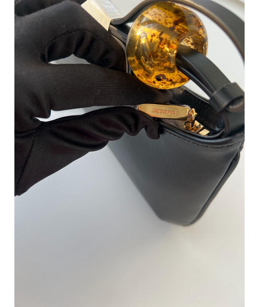 JACQUEMUS Черная кожаная сумка через плечо, фото 8