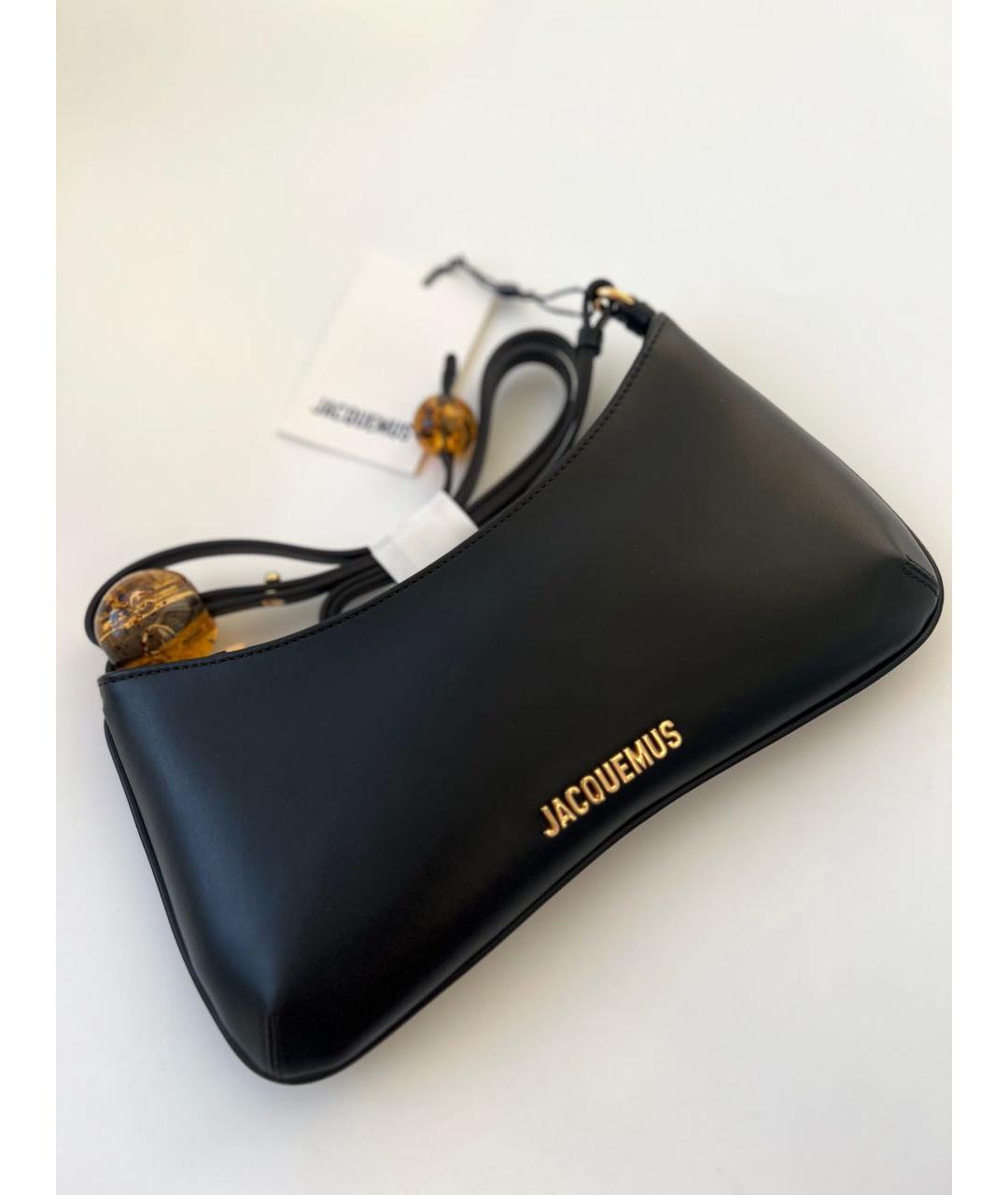 JACQUEMUS Черная кожаная сумка через плечо, фото 2