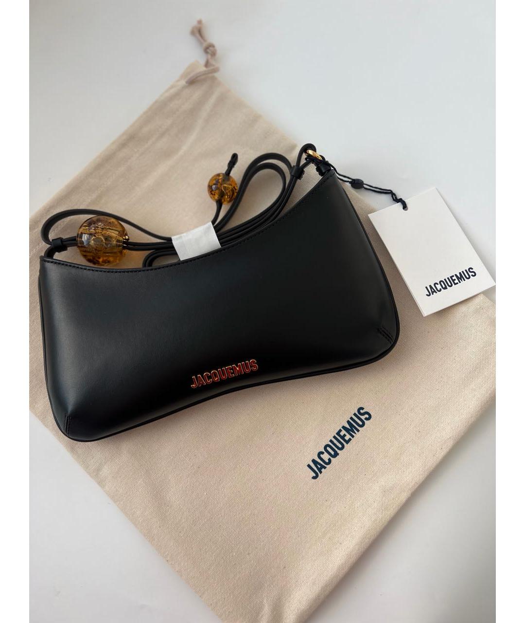 JACQUEMUS Черная кожаная сумка через плечо, фото 4
