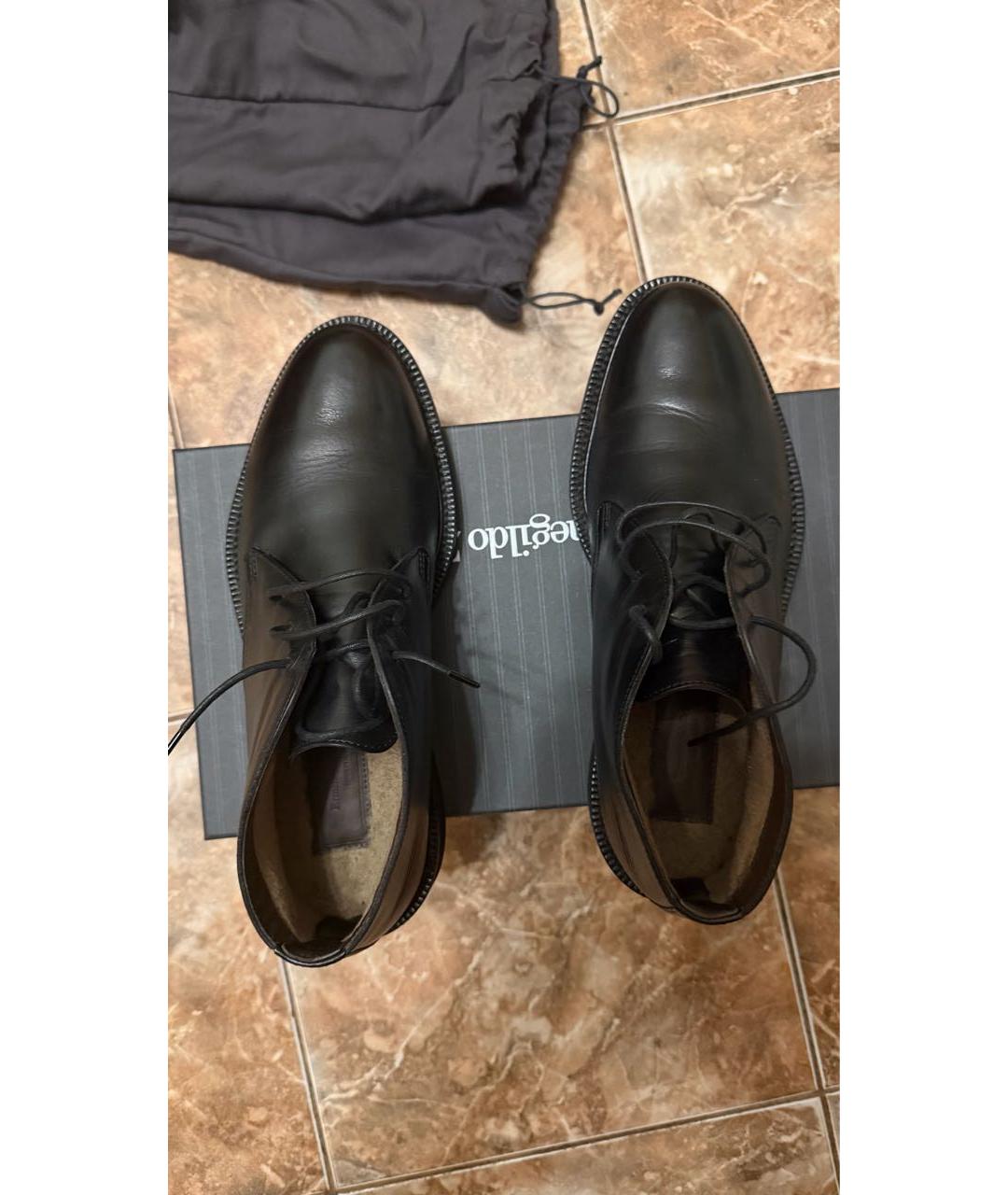 ERMENEGILDO ZEGNA XXX Черные кожаные высокие ботинки, фото 3