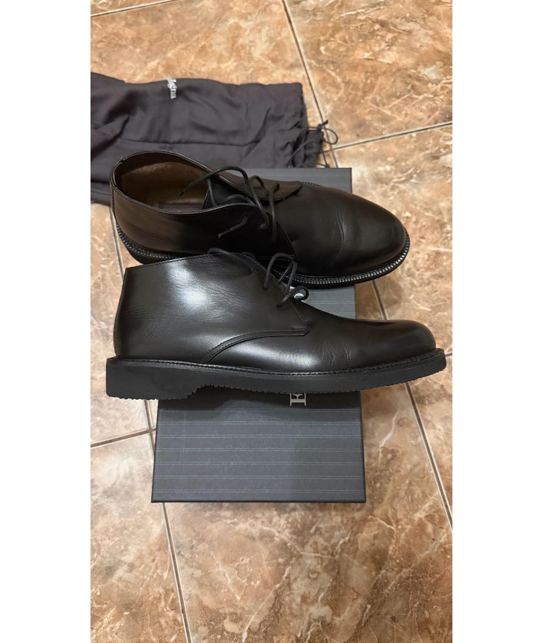 ERMENEGILDO ZEGNA XXX Черные кожаные высокие ботинки, фото 9