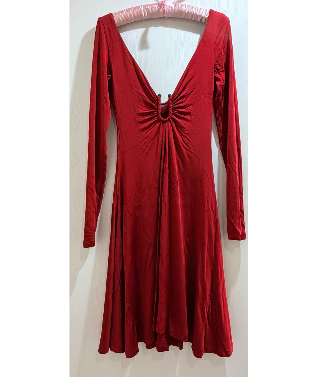 JUST CAVALLI Бордовый полиэстеровый сарафан, фото 7