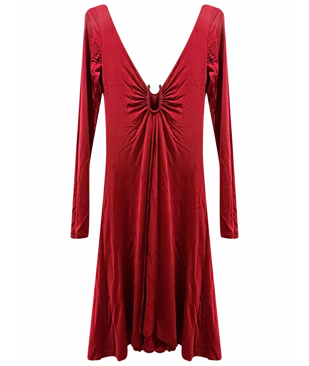 JUST CAVALLI Бордовый полиэстеровый сарафан, фото 1