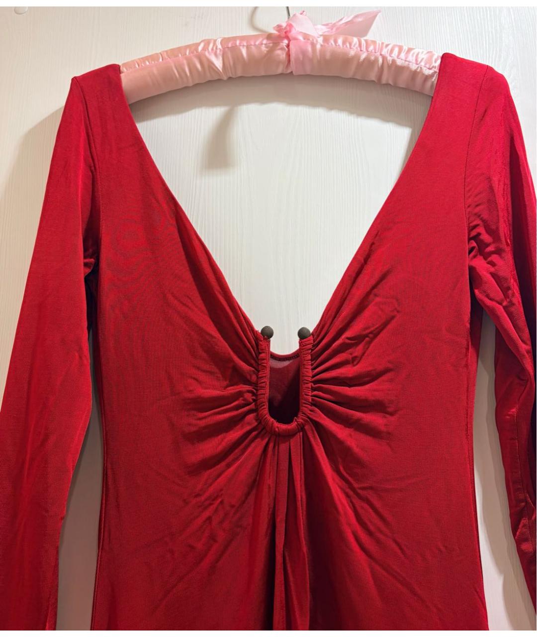 JUST CAVALLI Бордовый полиэстеровый сарафан, фото 4