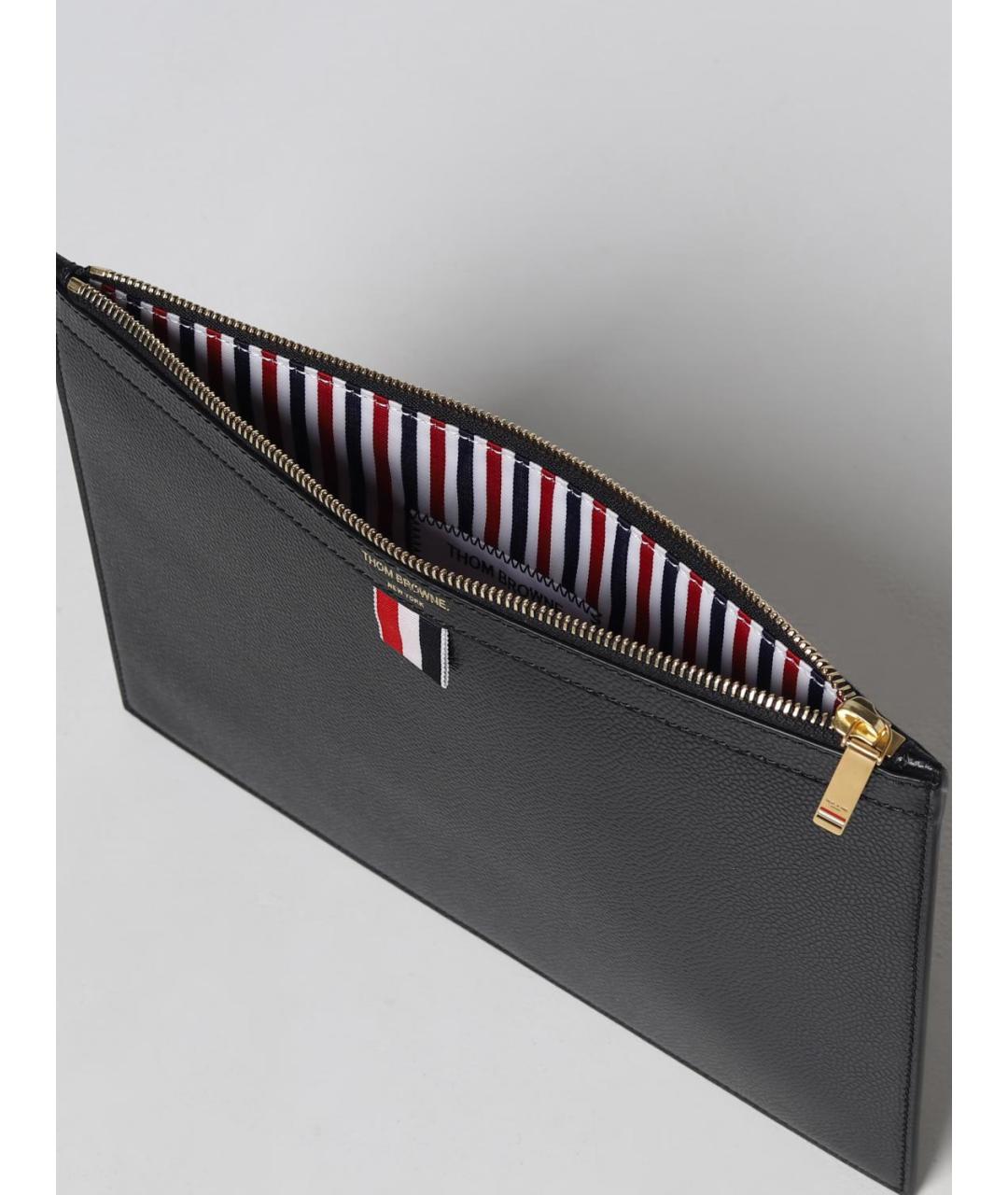 THOM BROWNE Черная кожаная папка для документов, фото 5