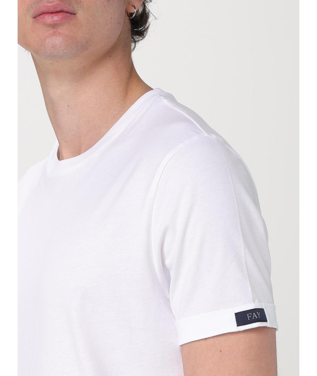 FAY Белая хлопковая футболка, фото 3