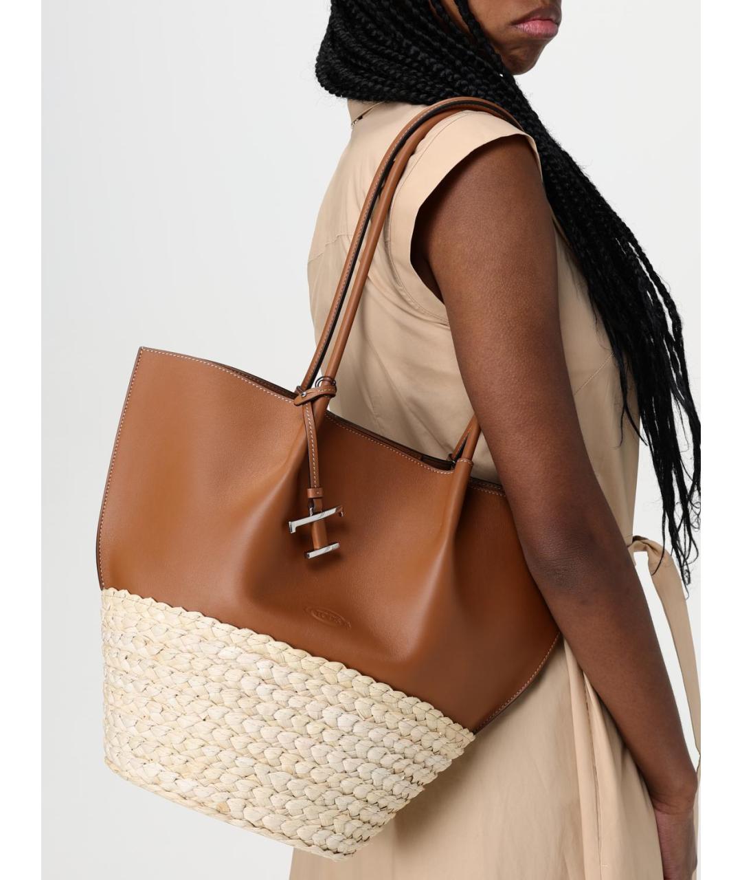 TOD'S Коричневая кожаная сумка тоут, фото 2