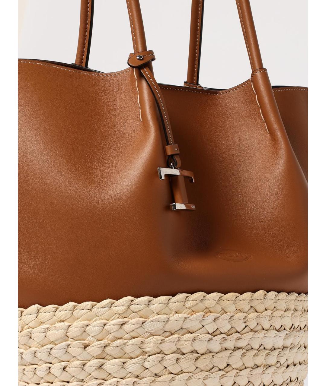 TOD'S Коричневая кожаная сумка тоут, фото 4