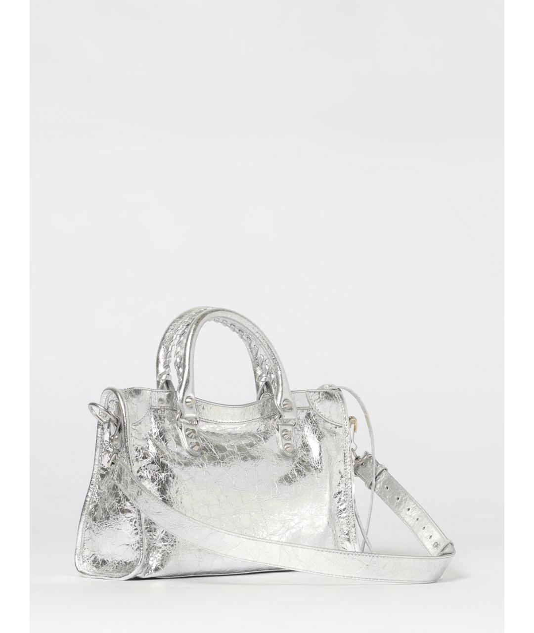 BALENCIAGA Серебряная кожаная сумка тоут, фото 3