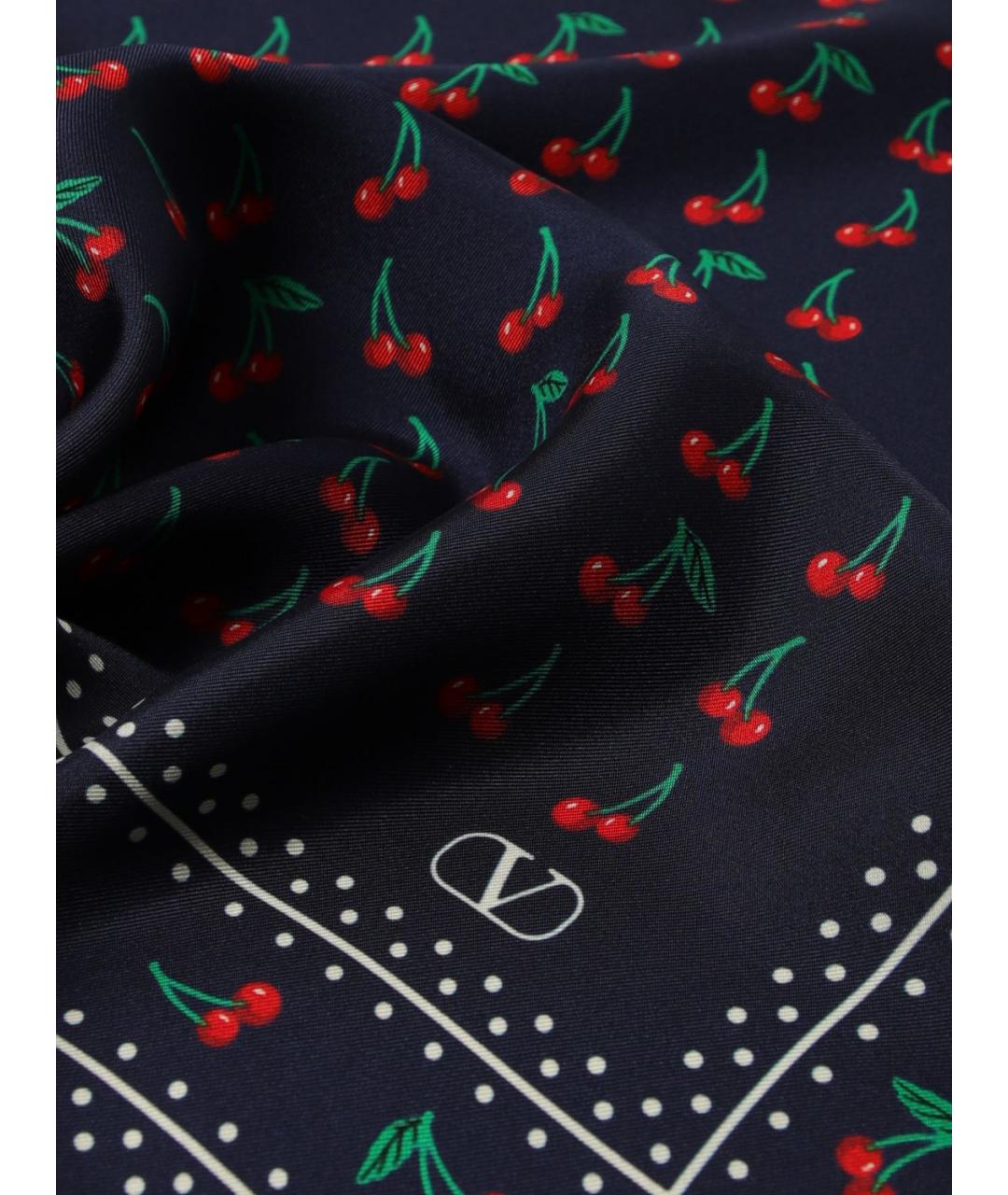 VALENTINO Черный шелковый шарф, фото 3