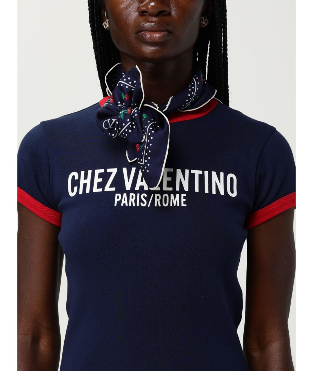 VALENTINO Черный шелковый шарф, фото 2