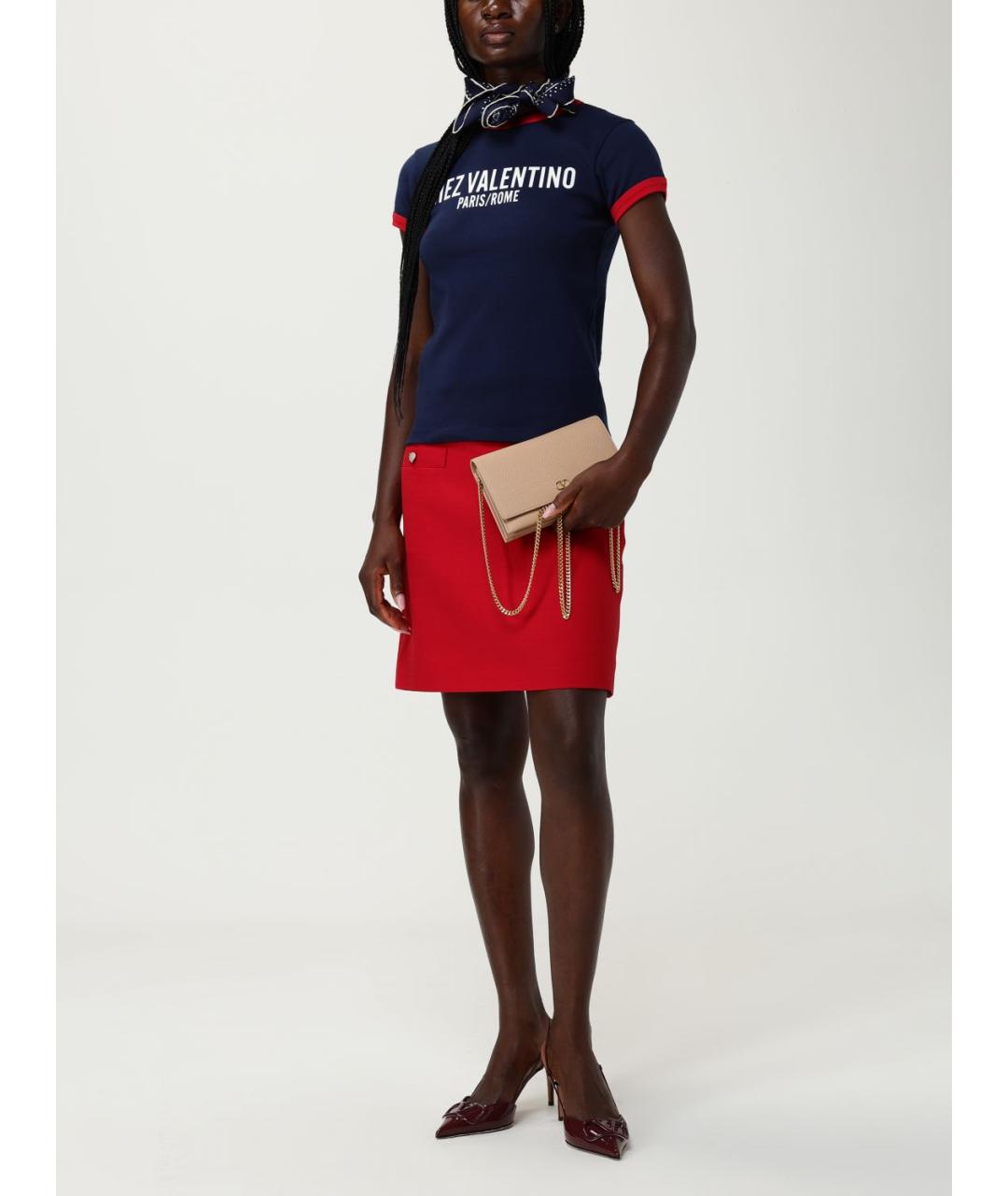 VALENTINO Черный шелковый шарф, фото 4