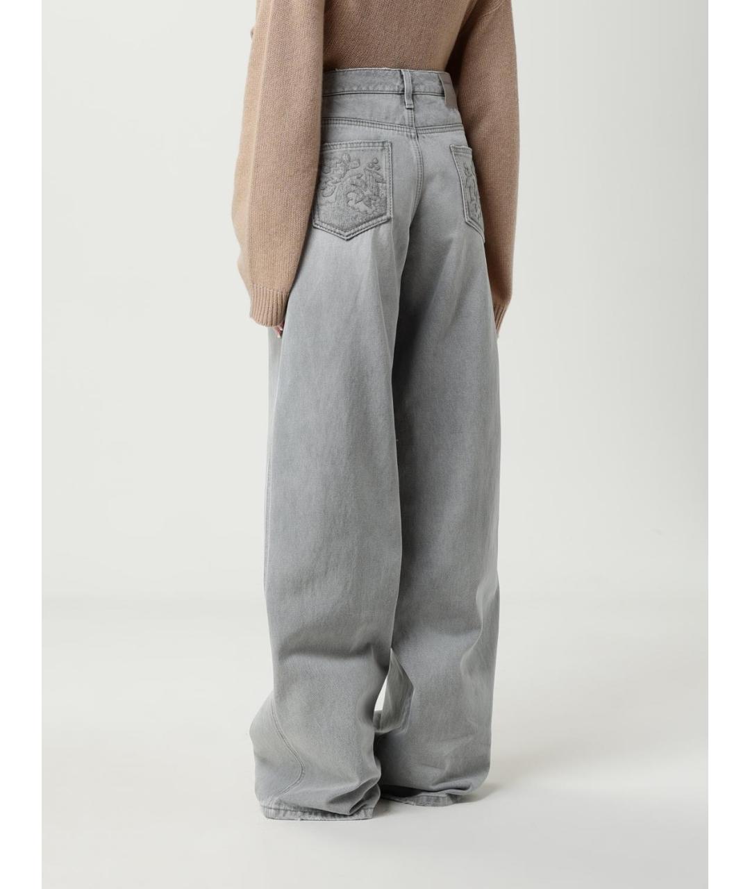 ERMANNO SCERVINO Серые хлопковые прямые джинсы, фото 2