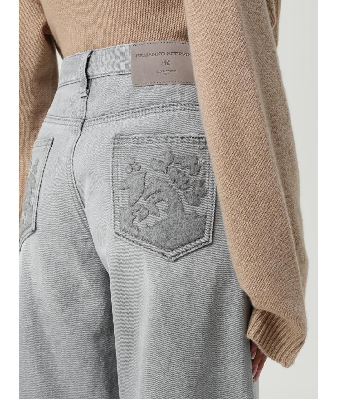 ERMANNO SCERVINO Серые хлопковые прямые джинсы, фото 4