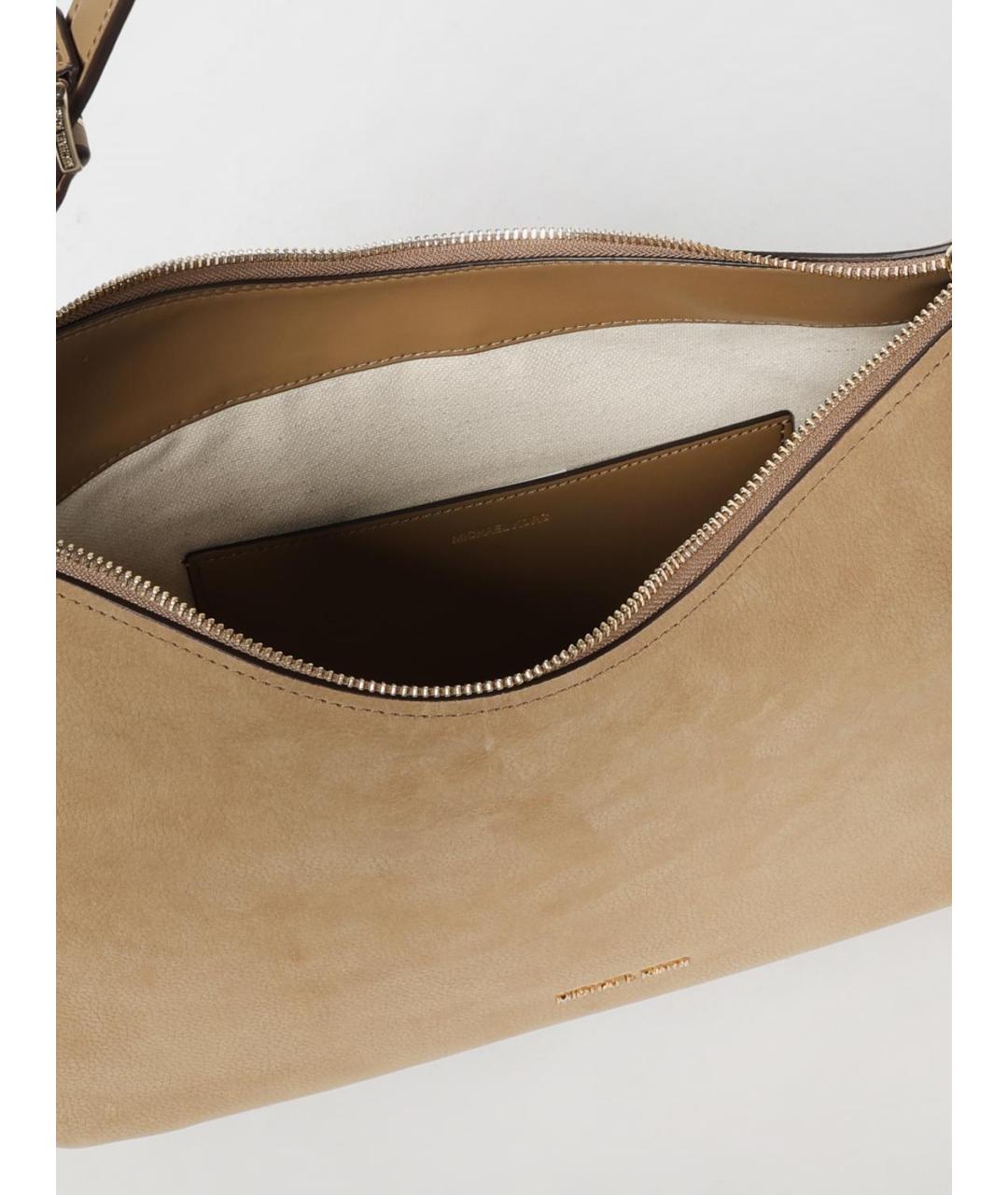 MICHAEL KORS Бежевая кожаная сумка через плечо, фото 3