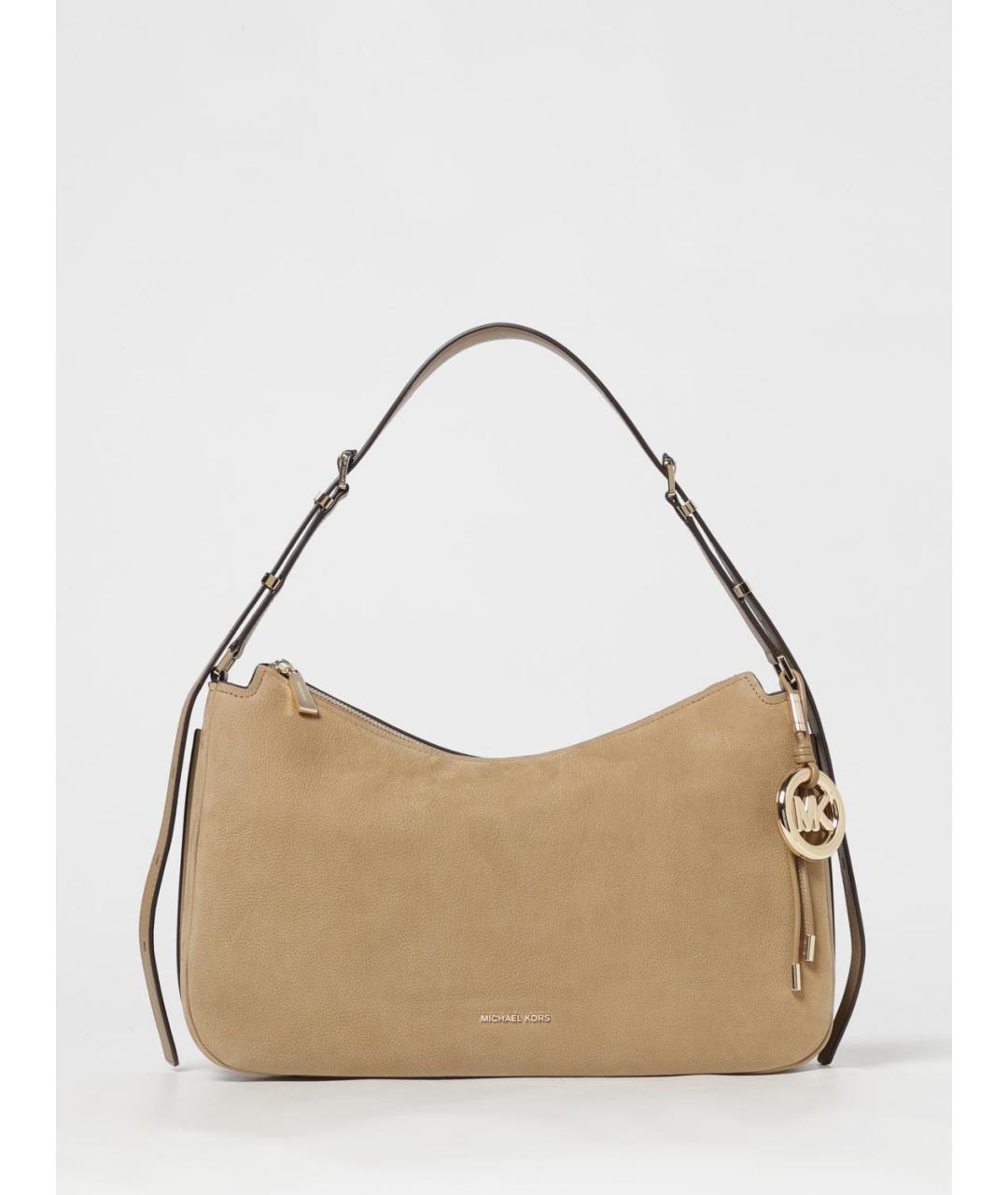 MICHAEL KORS Бежевая кожаная сумка через плечо, фото 4