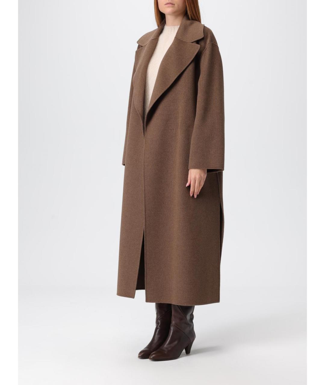 'S MAX MARA Коричневое шерстяное пальто, фото 3