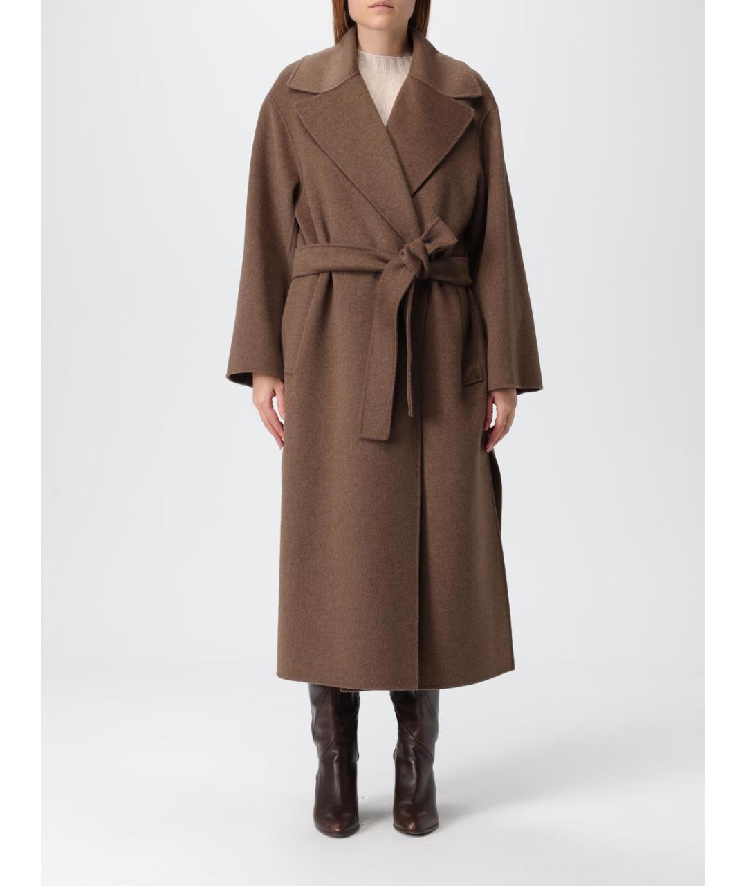 'S MAX MARA Коричневое шерстяное пальто, фото 5