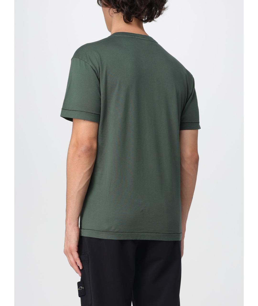 STONE ISLAND Зеленая хлопковая футболка, фото 3
