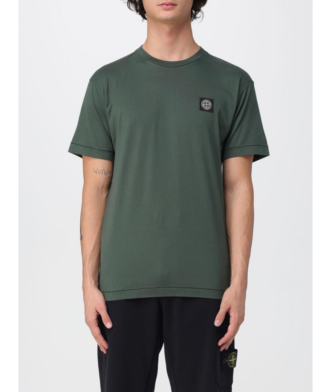 STONE ISLAND Зеленая хлопковая футболка, фото 5