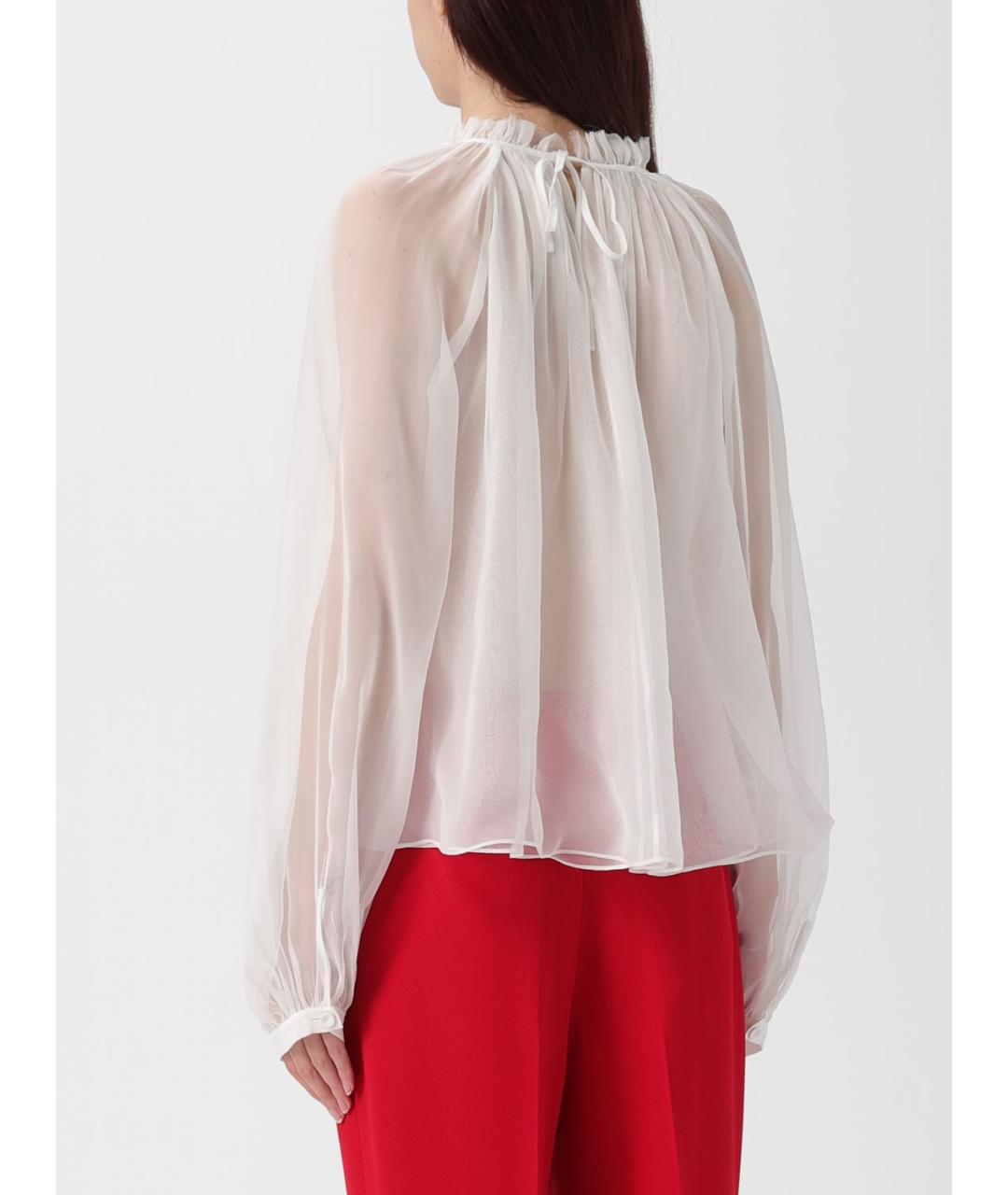 ALBERTA FERRETTI Белая шелковая блузы, фото 3