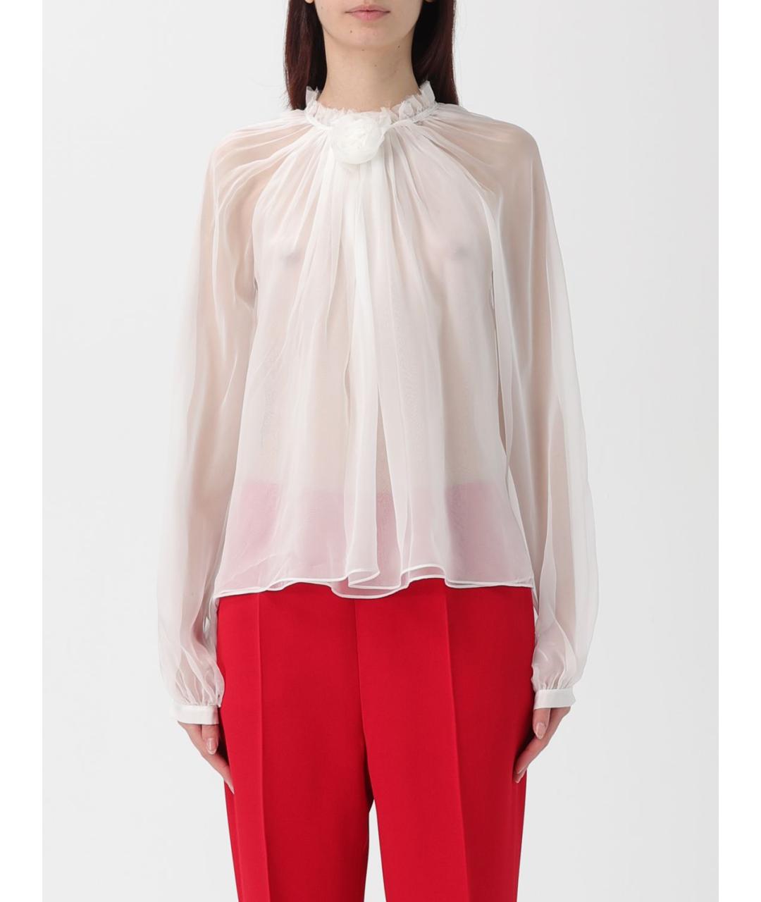 ALBERTA FERRETTI Белая шелковая блузы, фото 6