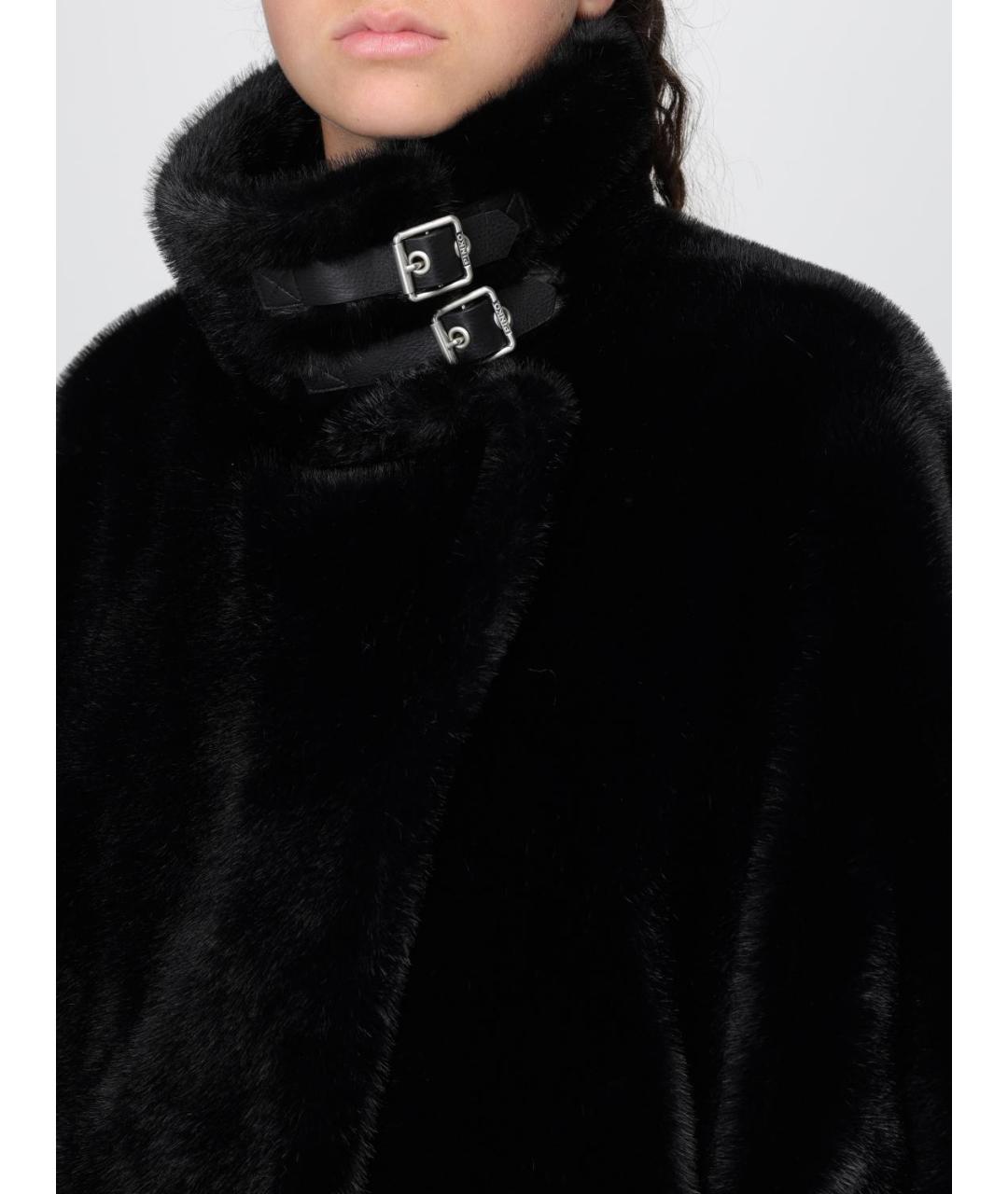 PINKO Черная полиэстеровая шуба, фото 5