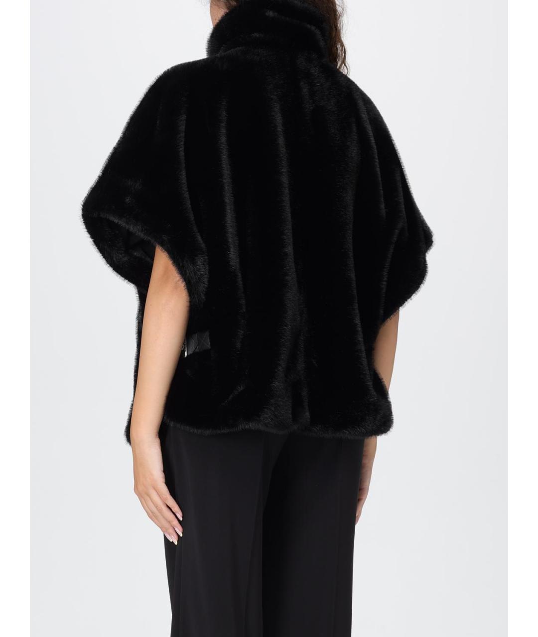 PINKO Черная полиэстеровая шуба, фото 3