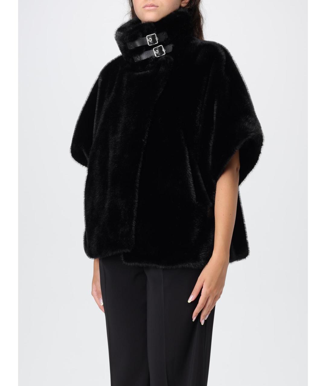 PINKO Черная полиэстеровая шуба, фото 4