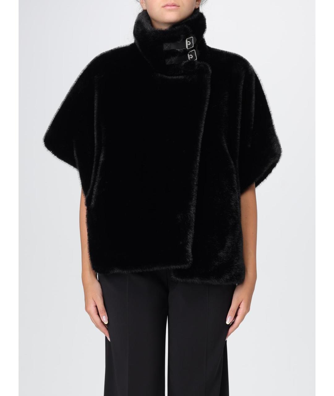 PINKO Черная полиэстеровая шуба, фото 2