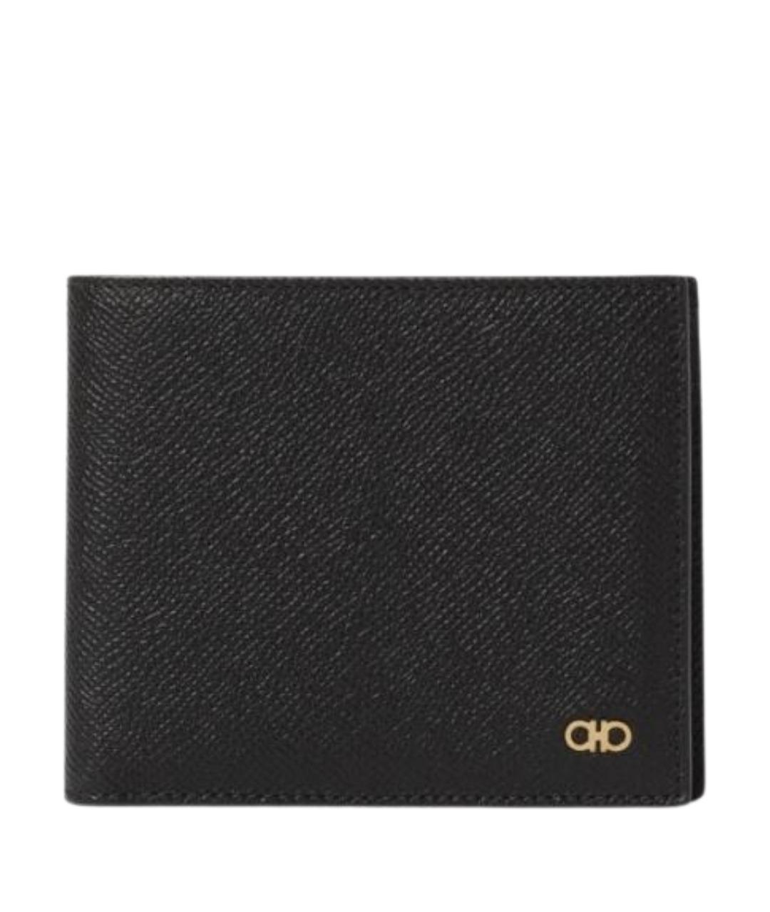 FERRAGAMO Черный кожаный кошелек, фото 1