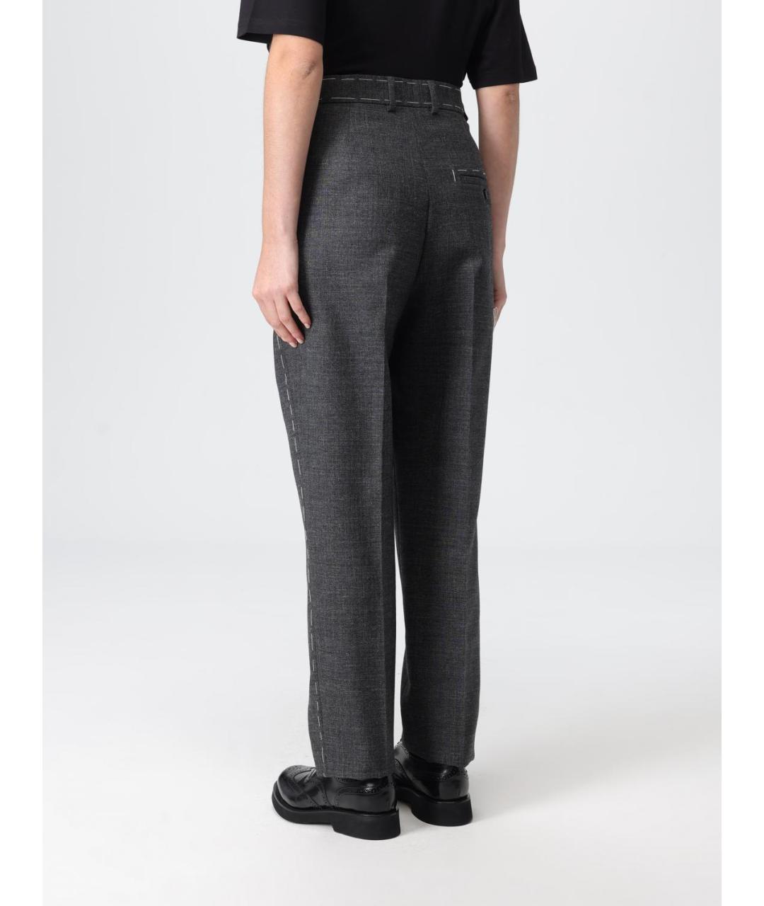 MOSCHINO Серые шерстяные прямые брюки, фото 3
