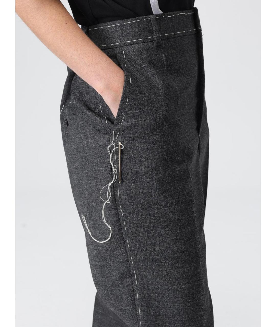 MOSCHINO Серые шерстяные прямые брюки, фото 5