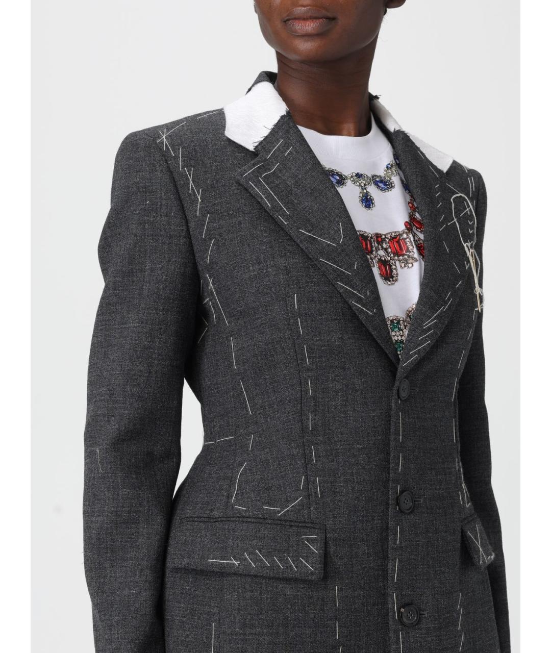 MOSCHINO Серое шерстяное пальто, фото 6