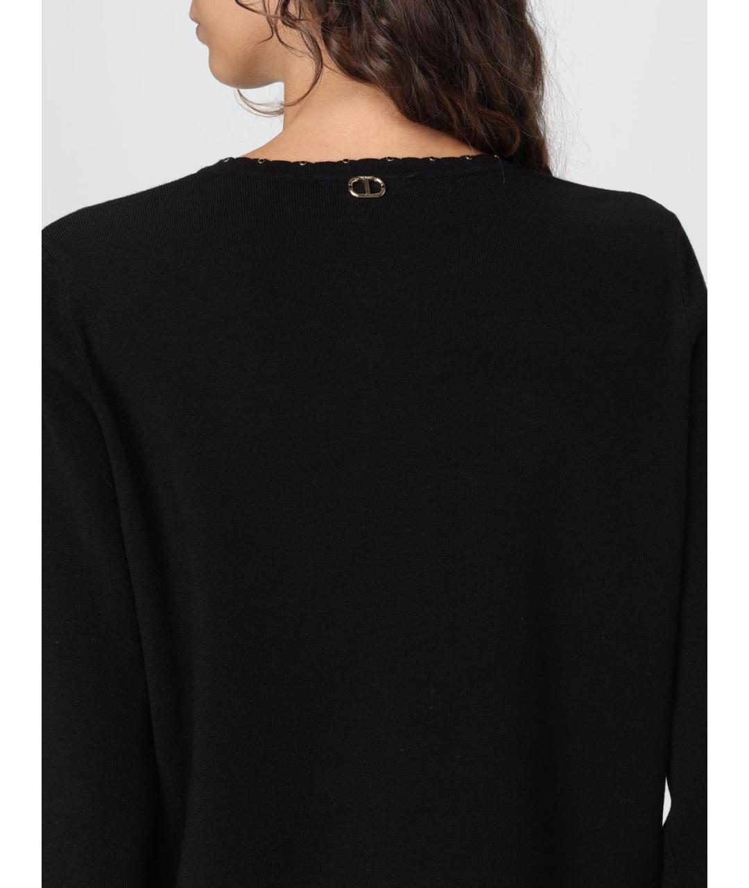 TWIN-SET Черный вискозный кардиган, фото 4